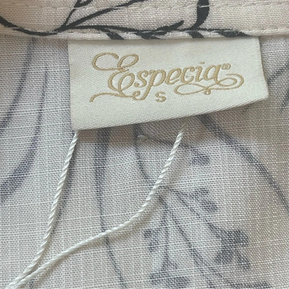 Anthropologie especia ruffle button up blouse novelty print long sleeve size S - Picture 7 of 9